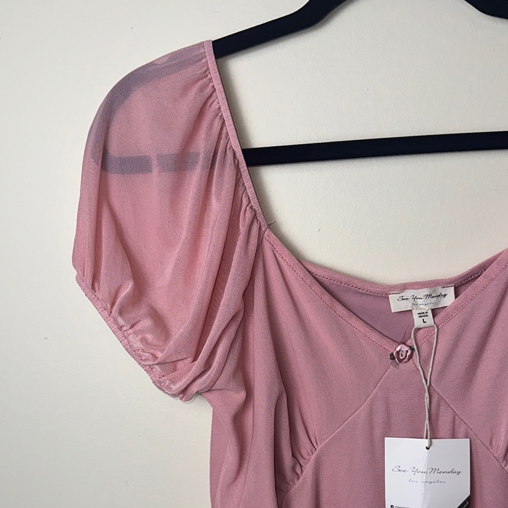See You Monday Women’s Pink Mini Dress Size Large - Picture 3 of 9